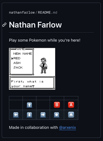 Pokemon running on my GitHub profile